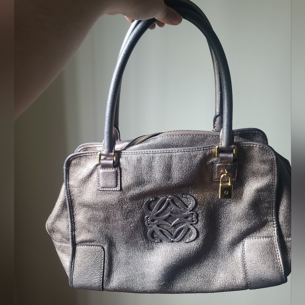 Loewe Metallic Silver Amazona Hand Bag